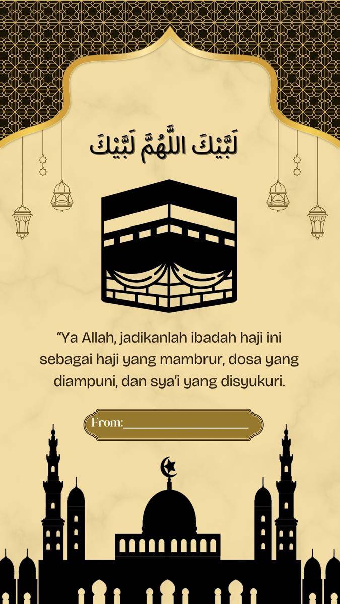 Contoh kartu ucapan souvenir haji (Canva.com/delvi a)